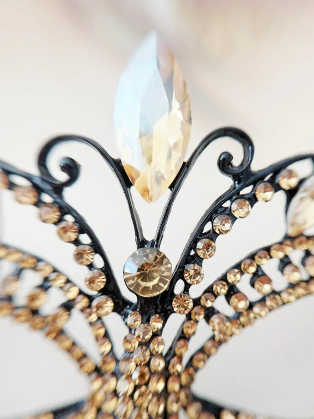 Gold Crystal Masquerade Mask, Gothic Butterfly Mask, Venetian Mask, Prom Mask